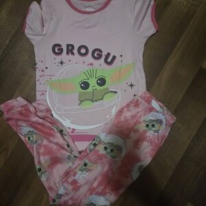 Star Wars Grogu Kids Pajama Set - Pink and Green